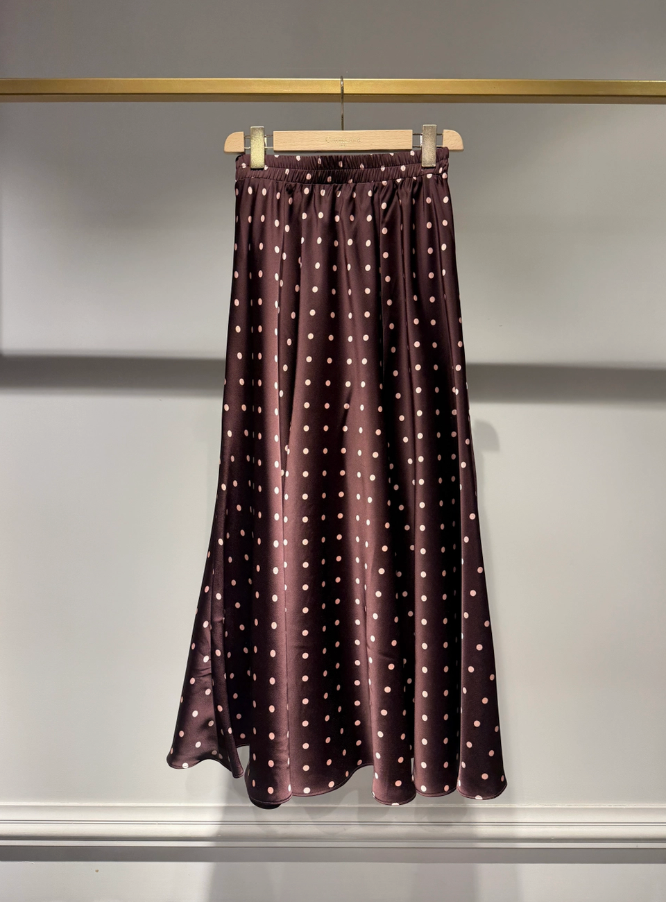 Parisian Polka Silk Skirt: Plum