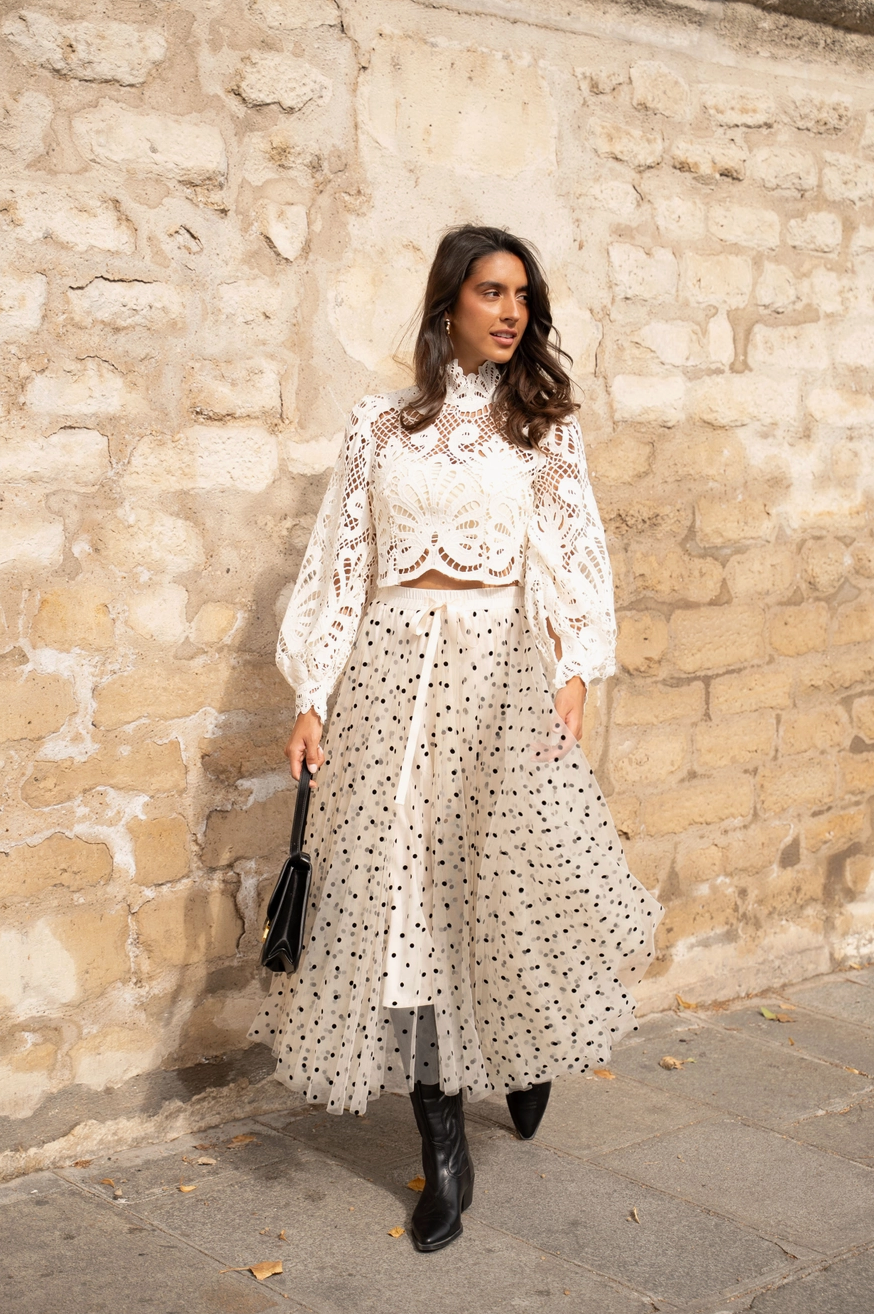 Aria tulle skirt with large polka dots