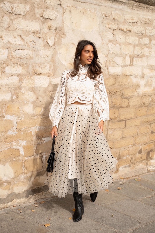 Aria tulle skirt with large polka dots