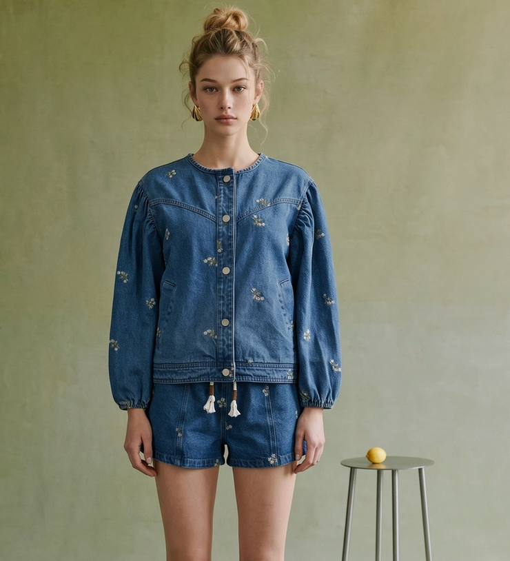 Embroidered Floral Denim Jacket