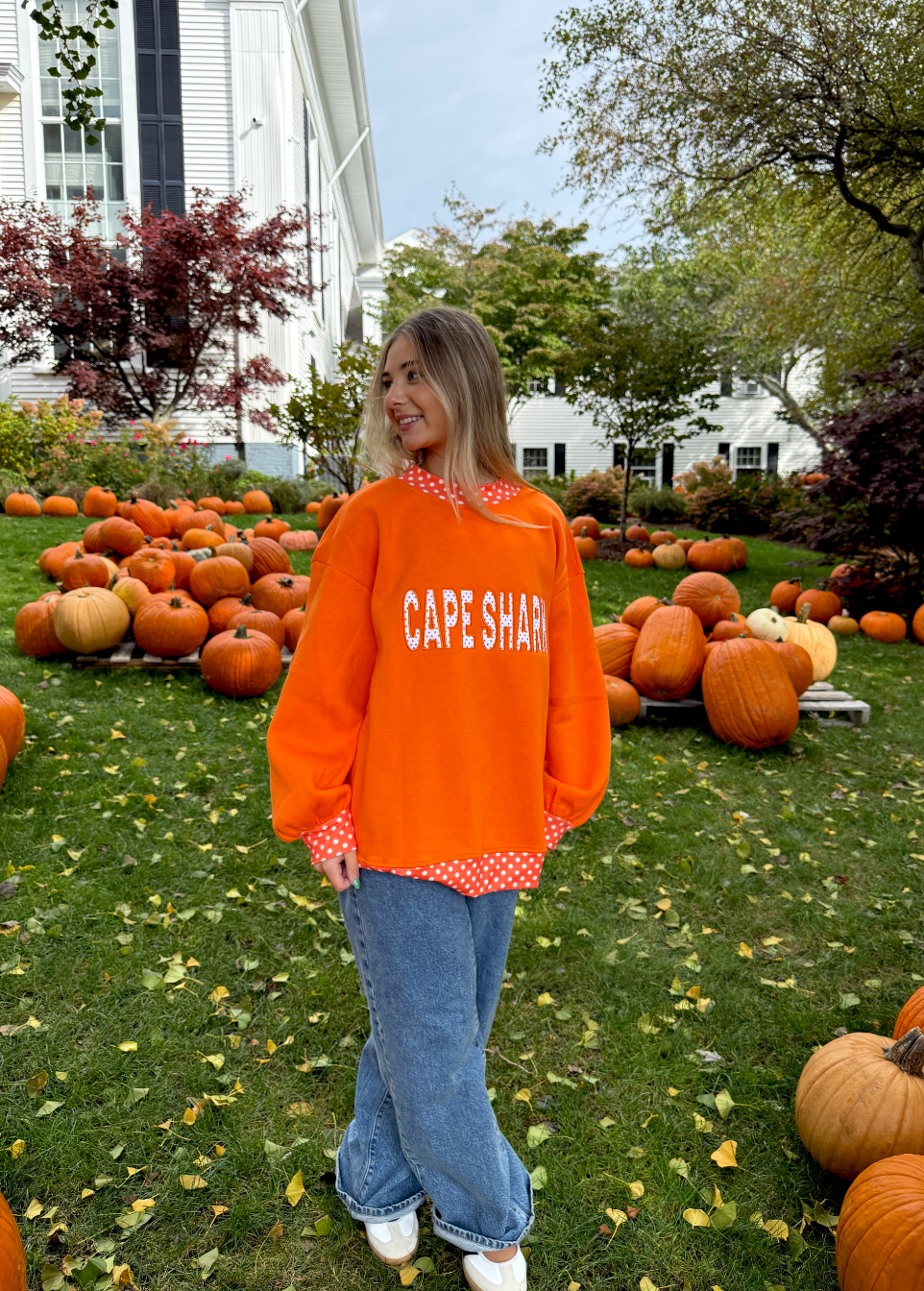 Cape Shark - Ladies Orange Mock Neck sweatshirt