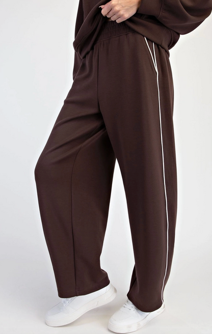Butter Soft Piping Baggy Pants: Espresso