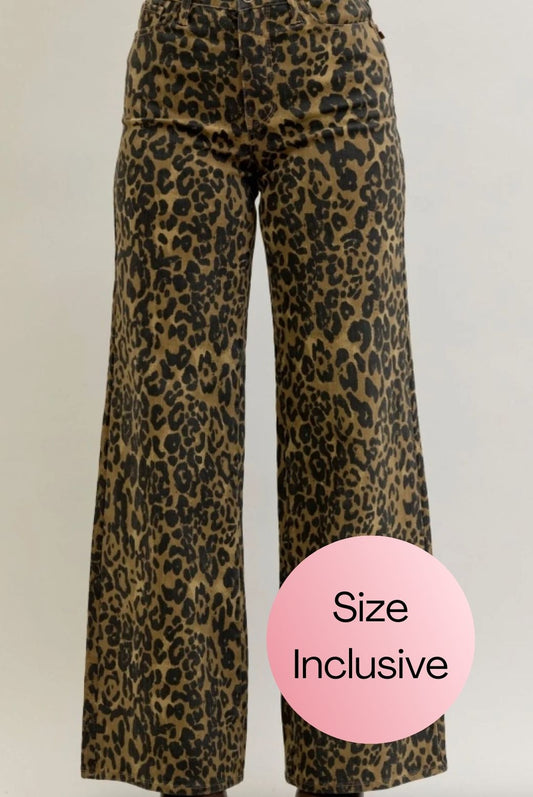 Judy Blue: Leopard Denim Jeans