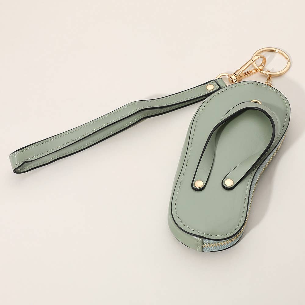 Faux Leather Flip-flop Mini Wristlet Keychain / Bag Charm