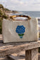 Falmouth Hydrangea Beaded Bag with Bamboo Handle