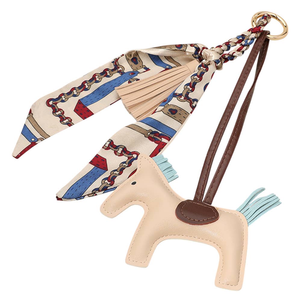 Faux Leather Horse Tassel Scarf Keychain / Bag Charm