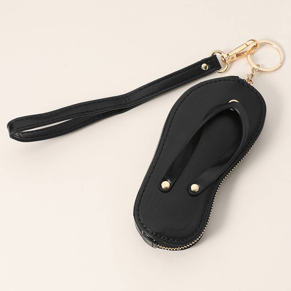 Faux Leather Flip-flop Mini Wristlet Keychain / Bag Charm