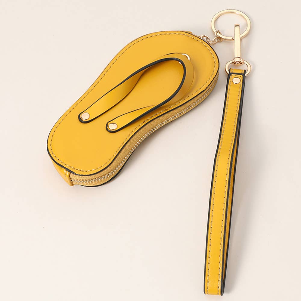 Faux Leather Flip-flop Mini Wristlet Keychain / Bag Charm