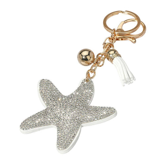 Bling Studded Starfish Tassel Keychain / Bag Charm