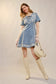Lace-Up Western Denim Dress: Light Wash