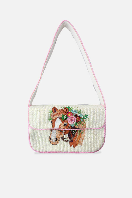 Horse Beaded Shouler Bag