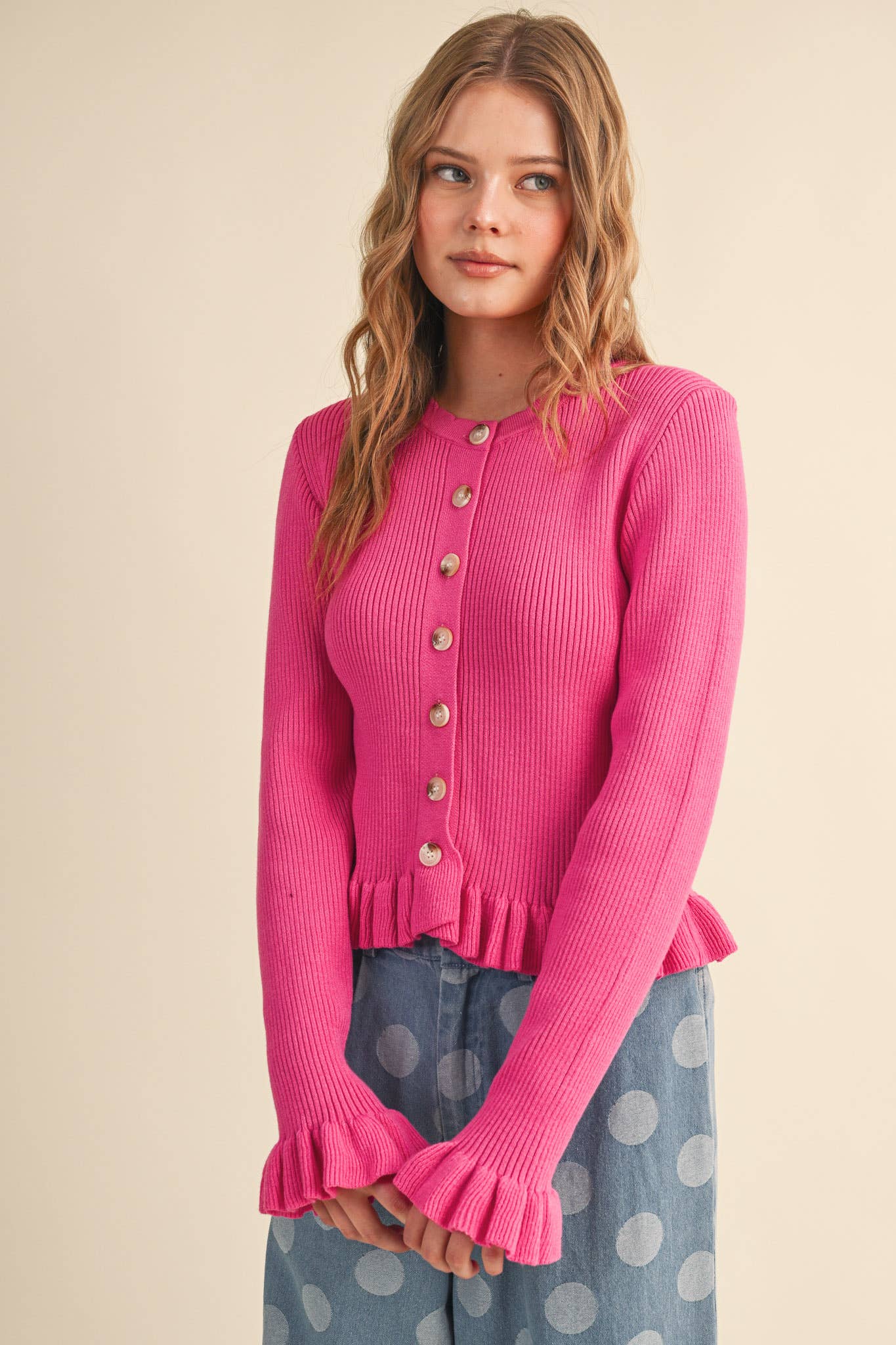 Ruffle Hem Cardigan - 5 Colors Available
