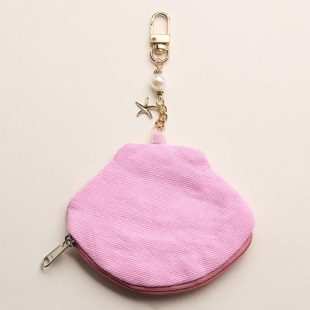 Sea Shell Charm Keychain Mini Pouch