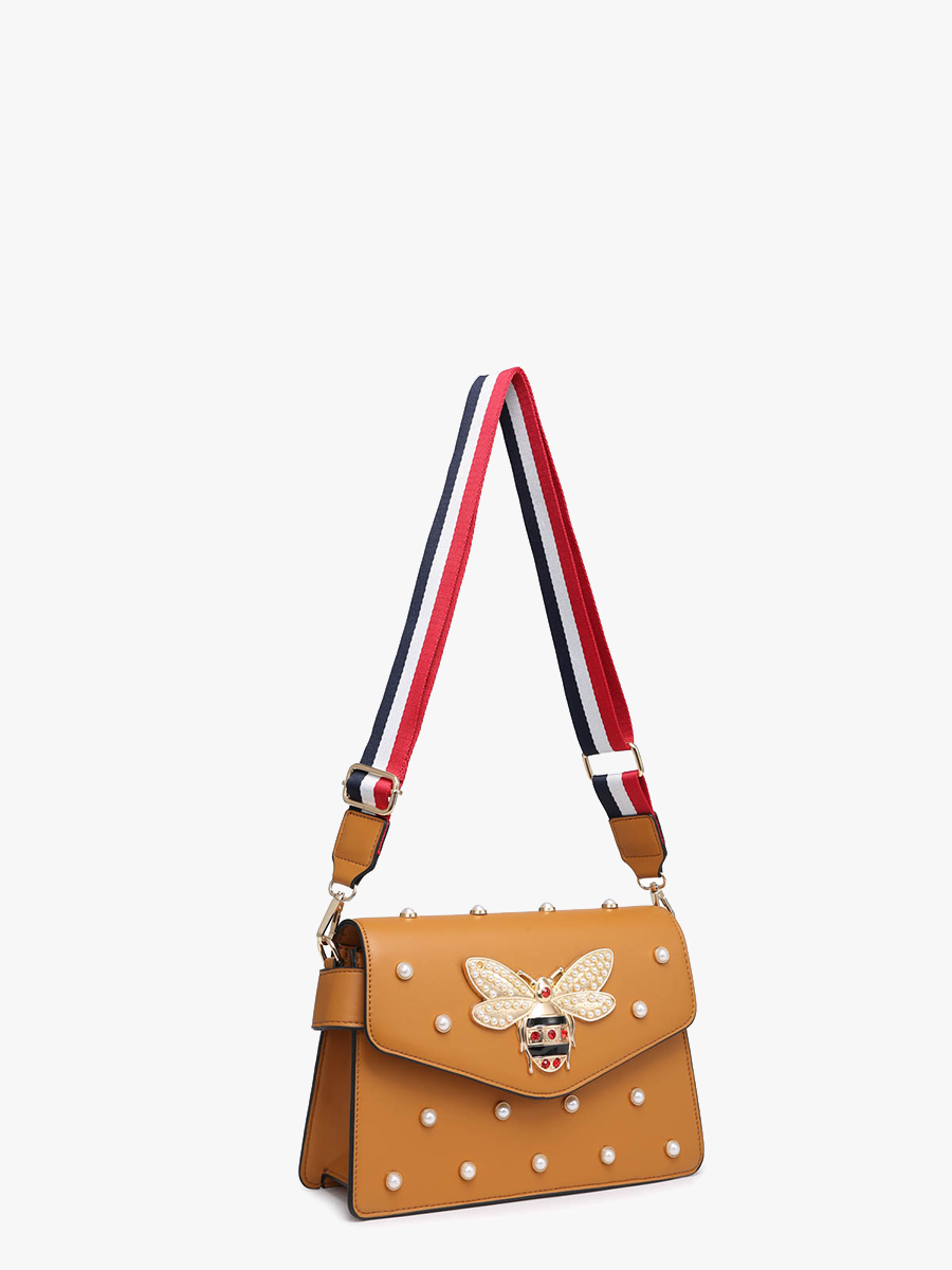 Jeweled Crossbody: Brown