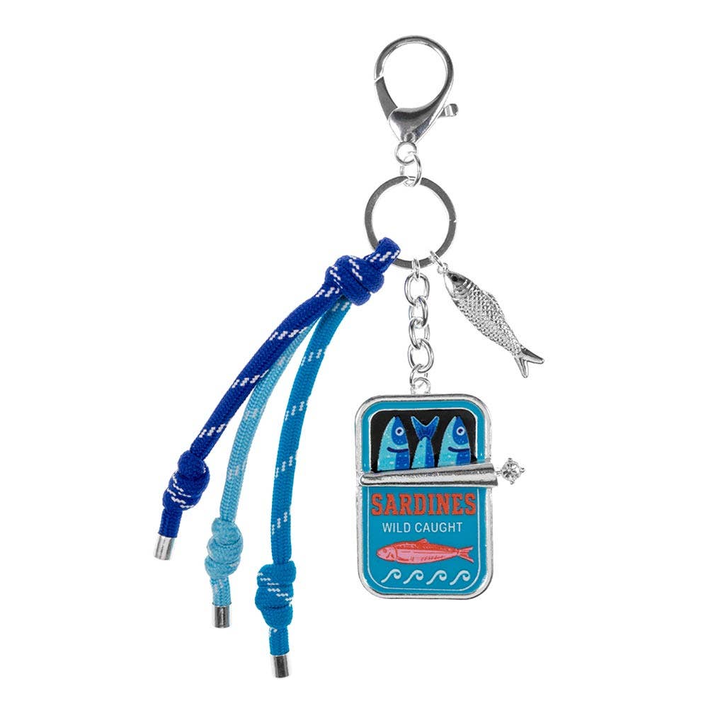 Sardine Can Charm Accent Knotted Cords Drop Bag Charm Keychain