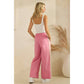 Stripe Nylon Pants with Lace Details