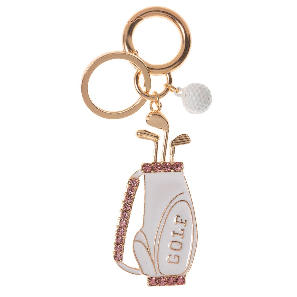 Stone Paved Enamel Golf Bag Keychain