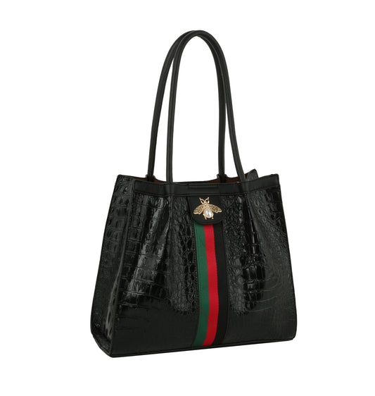 Bee Stripe detailed Tote Bag