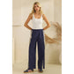 Stripe Nylon Pants with Lace Details