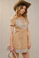Lace-Up Western Denim Dress: Taupe