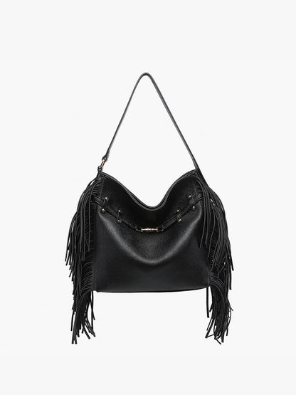 Eva Side Fringe Satchel w/ Decorative Closure