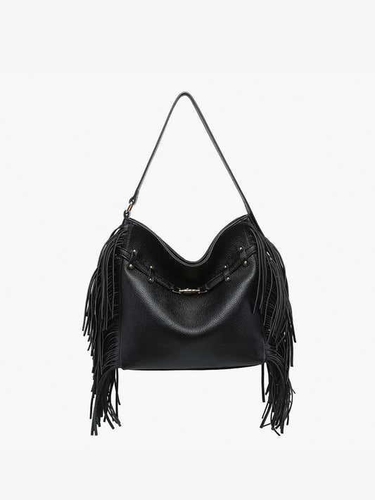 Eva Side Fringe Satchel w/ Decorative Closure