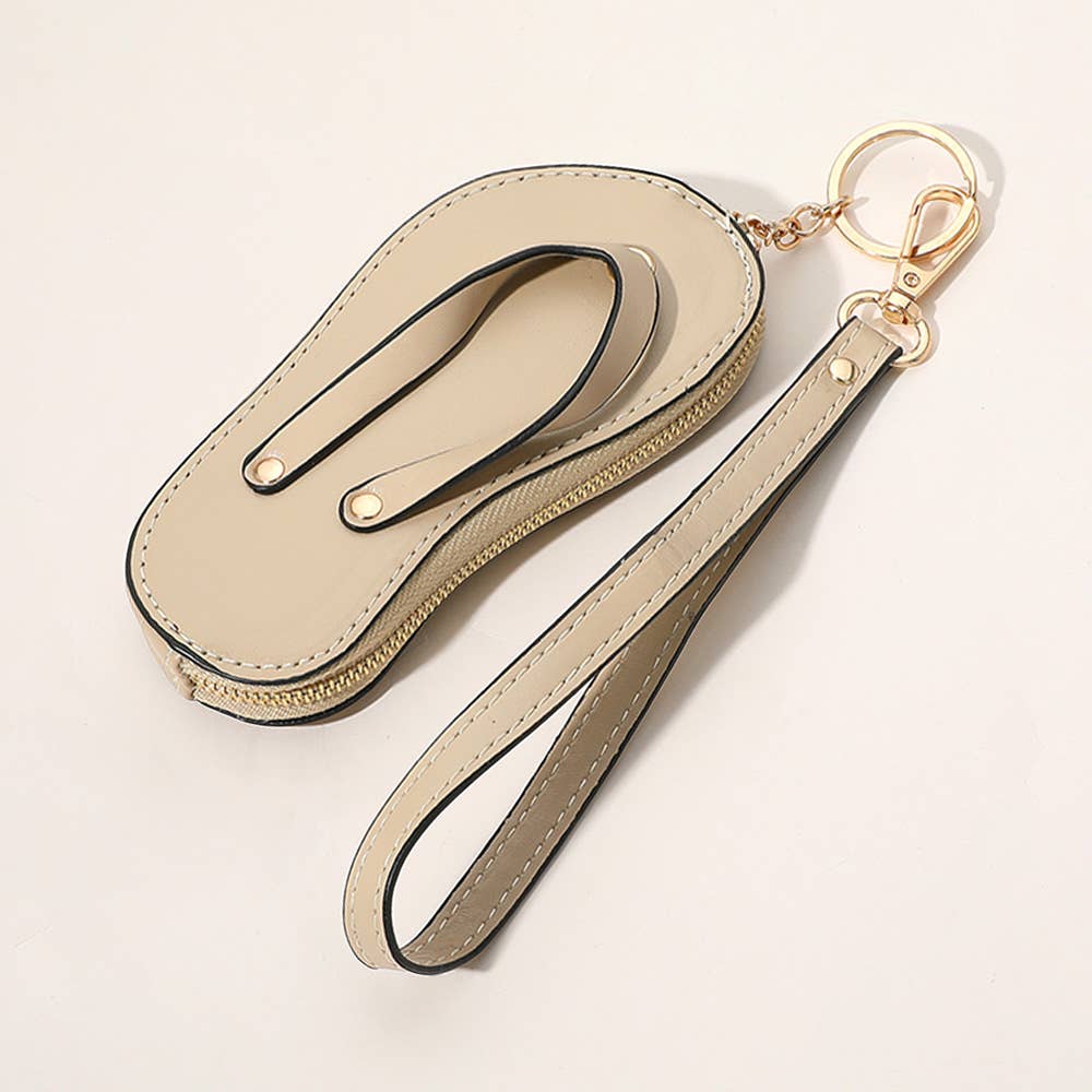 Faux Leather Flip-flop Mini Wristlet Keychain / Bag Charm