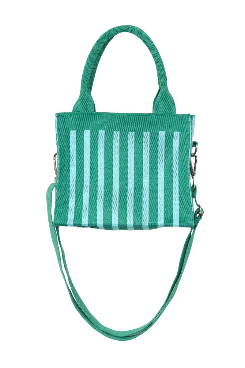 Green Striped Structured Mini Tote Purse