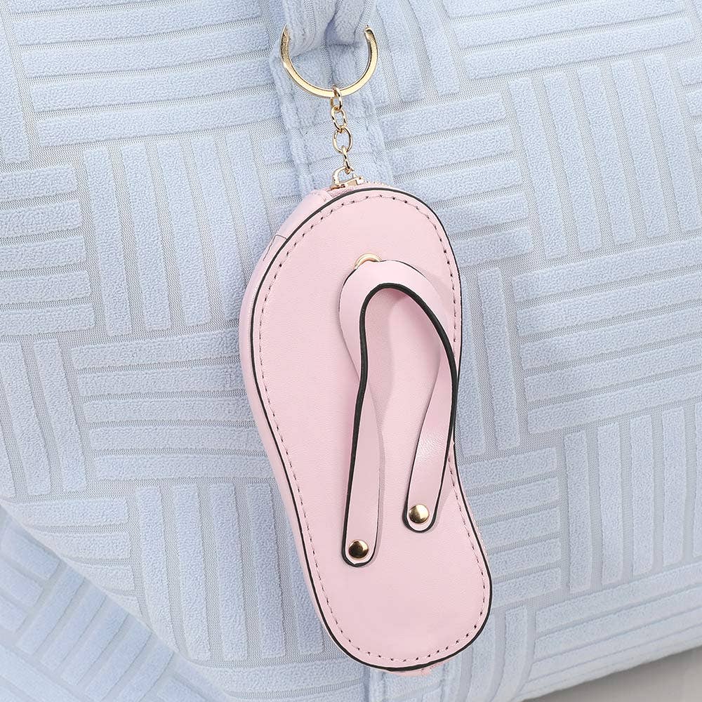Faux Leather Flip-flop Mini Wristlet Keychain / Bag Charm