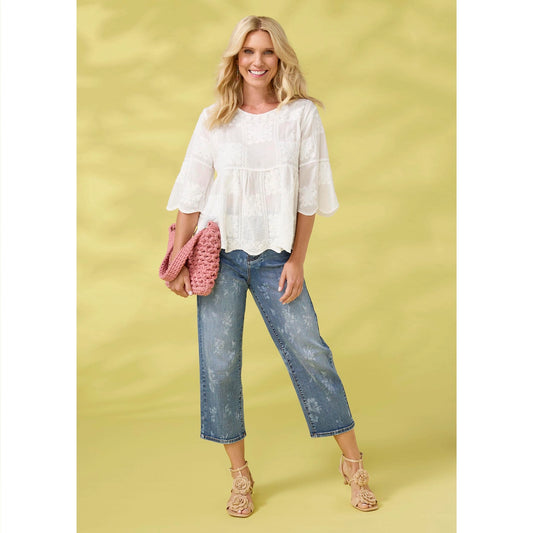 Everstretch Straight Leg Floral Print Capri