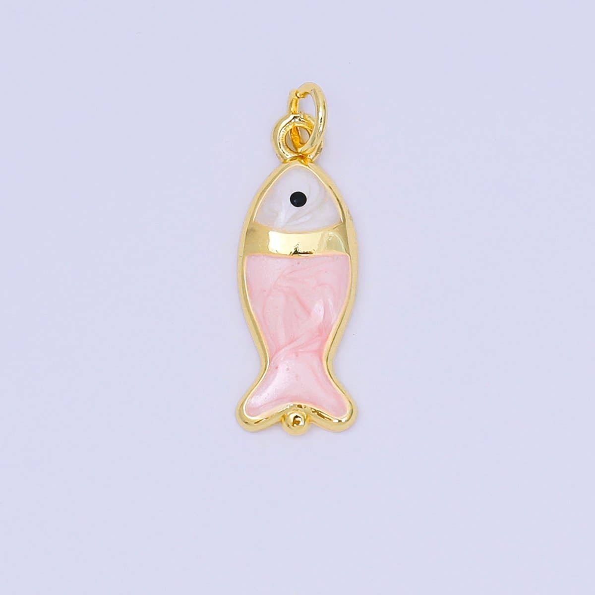 24K Gold Filled 22mm Enamel Pink Purple Blue Pastel Tiny Sea Fish Animal Charm | D-367 D-369