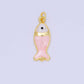 24K Gold Filled 22mm Enamel Pink Purple Blue Pastel Tiny Sea Fish Animal Charm | D-367 D-369