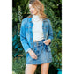 Cutted Hem Cropped Denim Jacket