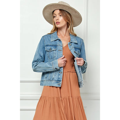 Denim Jacket with Asymmetric Seam