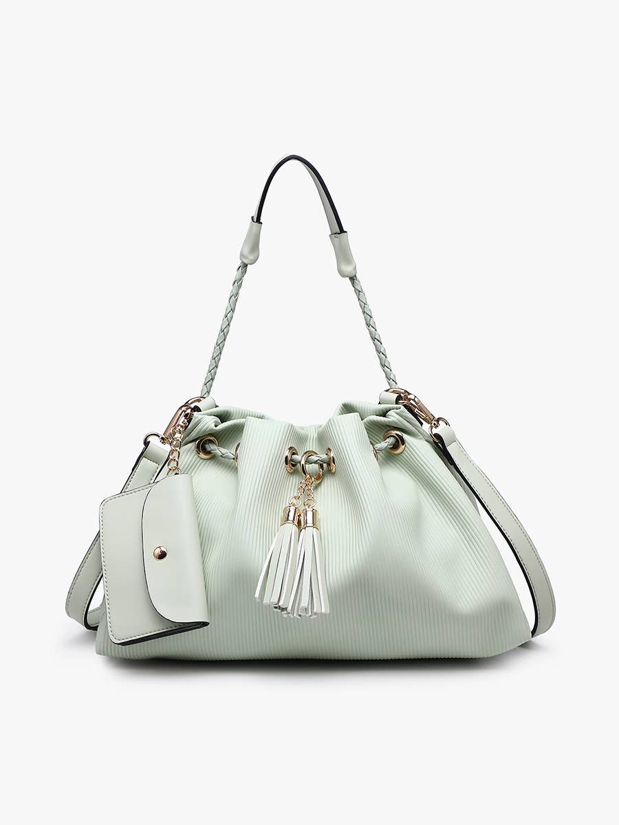 Aaliyah Pleated Drawstring Bucket Bag: THREE COLORS