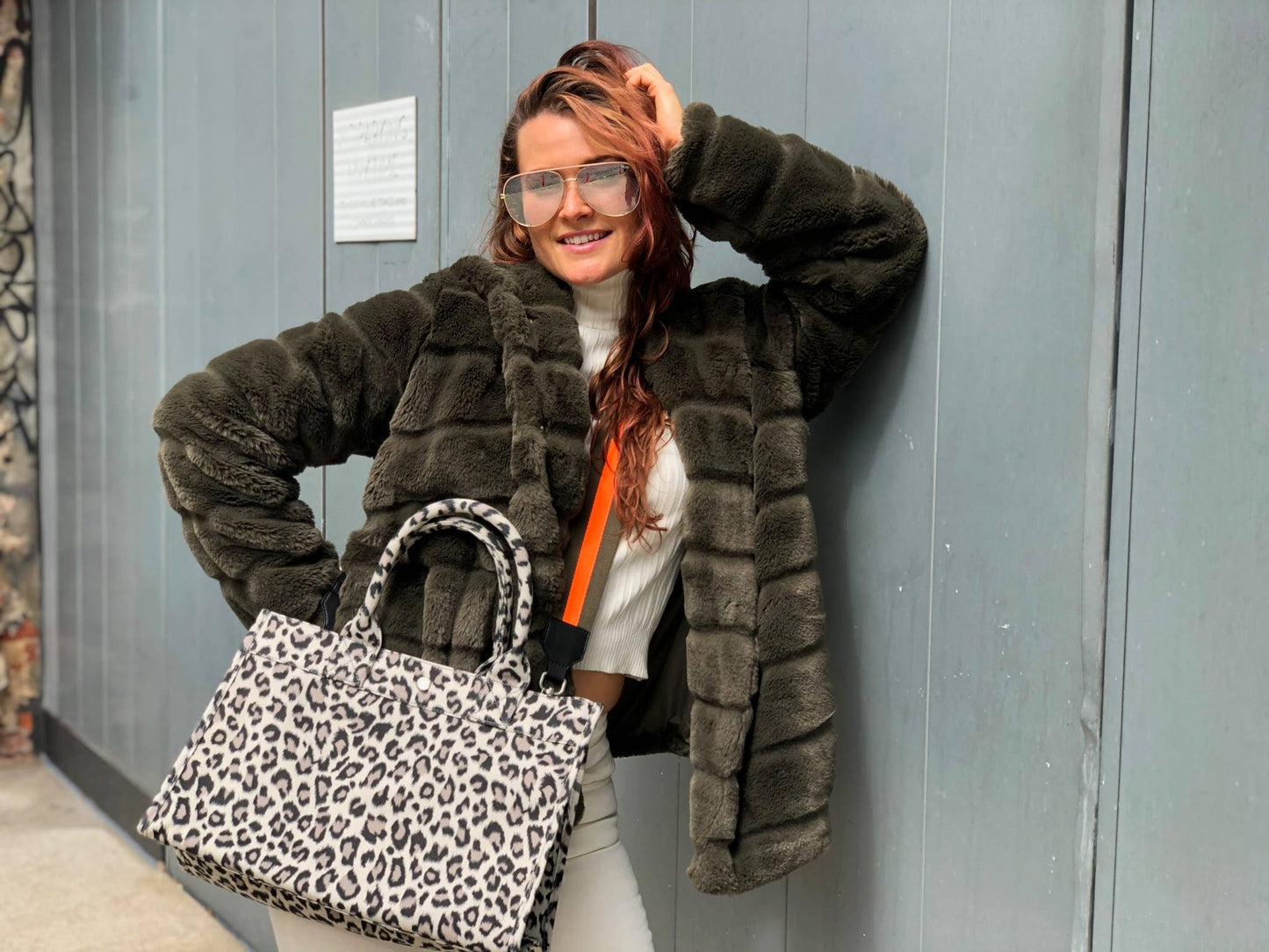 Leopard Midi East West Crossbody Bag