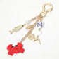 Crab Fish Sand Dollar Heart Pearl Charm Embellished Keychain Bag Charm