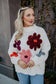 White Floral Fall Stitched Sweater