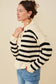 Size Inclusive:Lace Up Striped Sweater