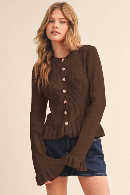 Ruffle Hem Cardigan - 5 Colors Available