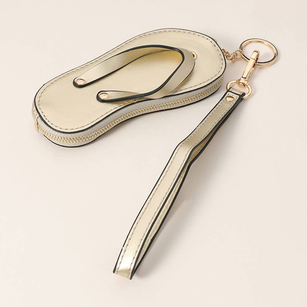 Faux Leather Flip-flop Mini Wristlet Keychain / Bag Charm