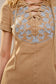 Lace-Up Western Denim Dress: Taupe