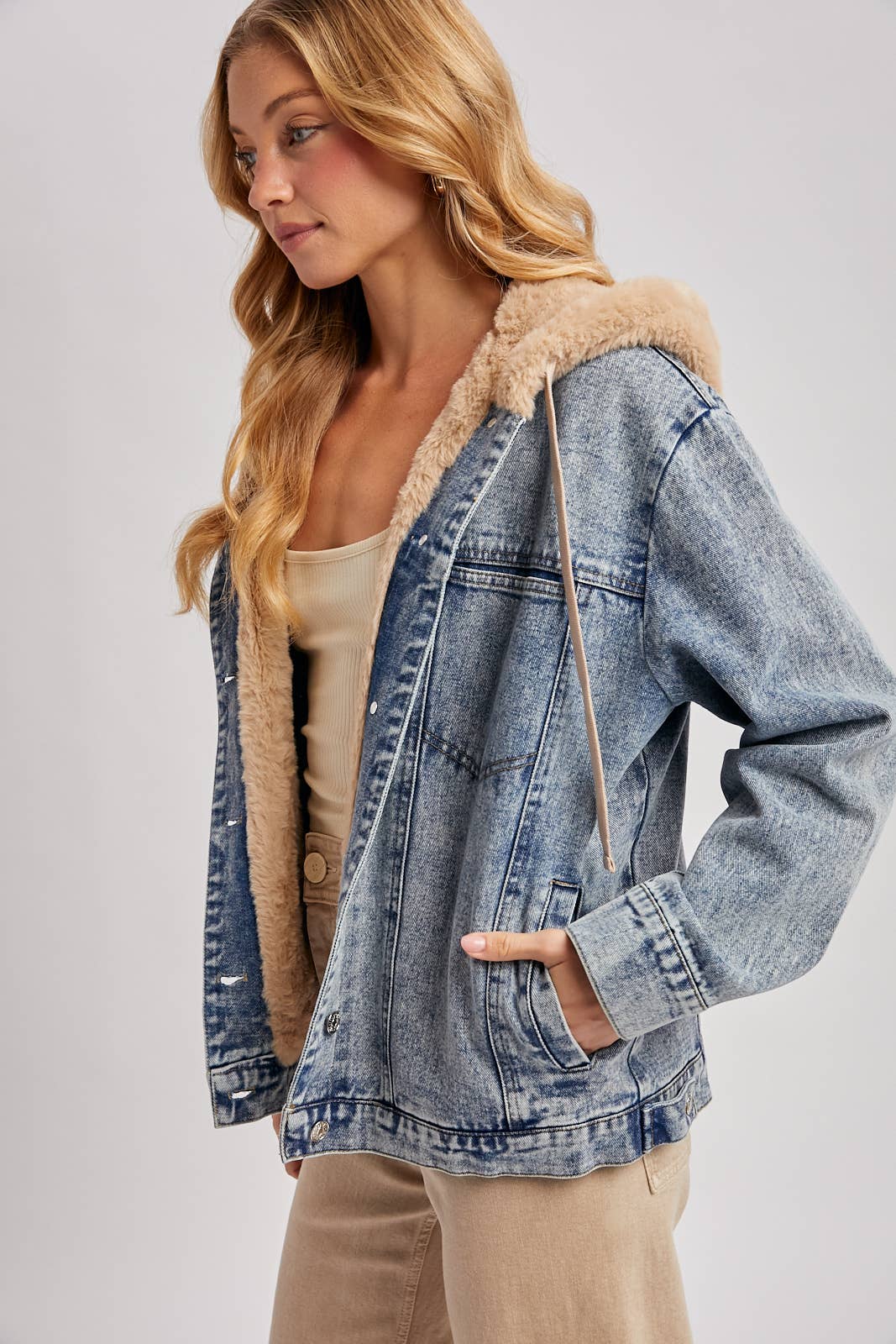 The Luxe Faux Fur Denim Jacket