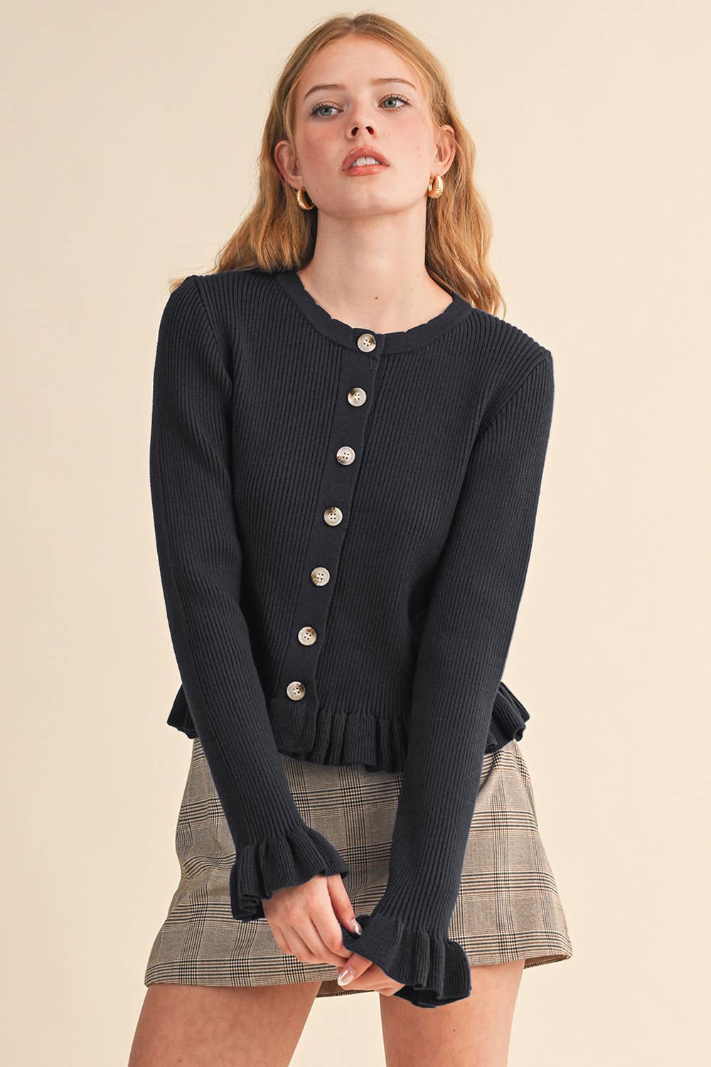Ruffle Hem Cardigan - 5 Colors Available