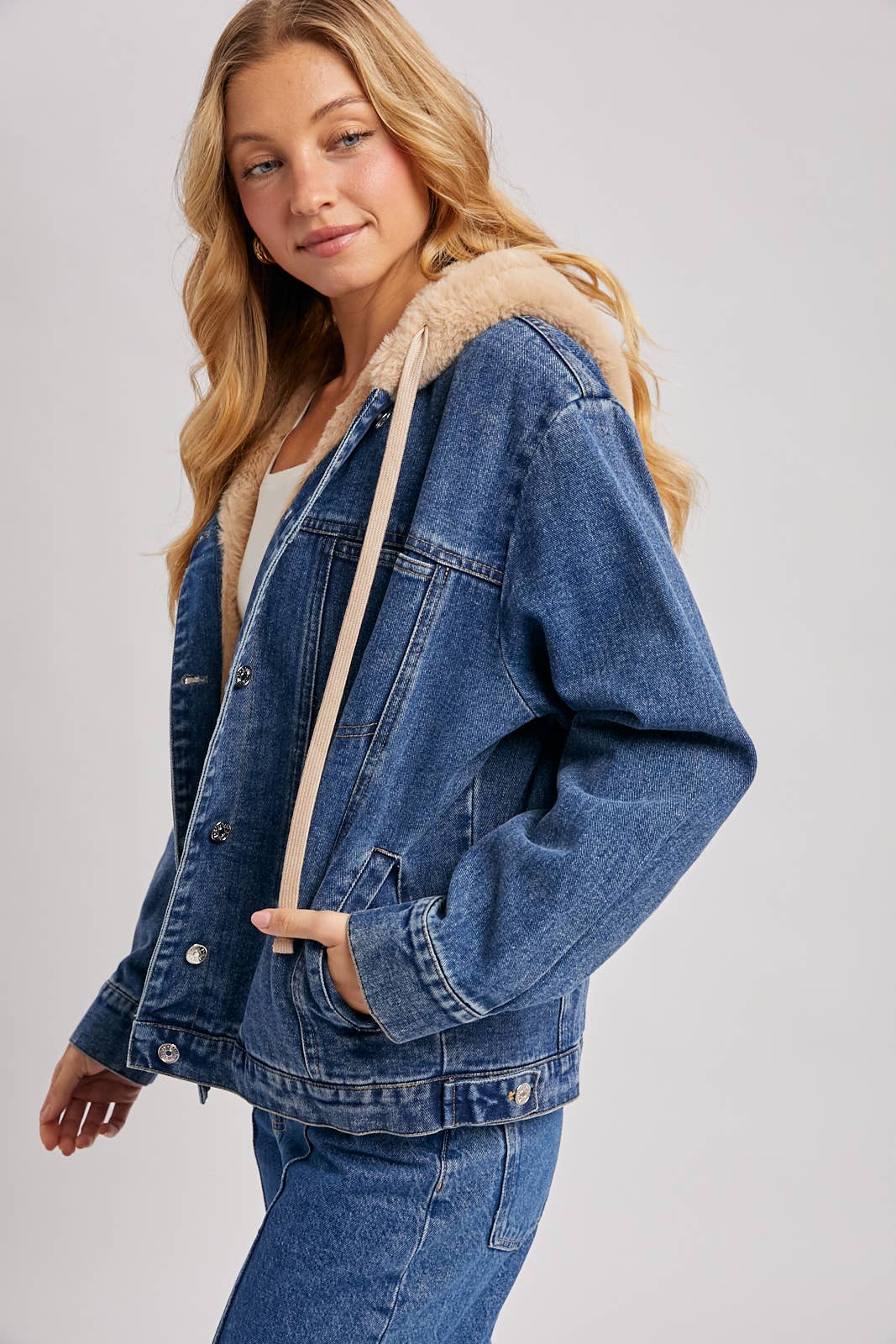The Luxe Faux Fur Denim Jacket