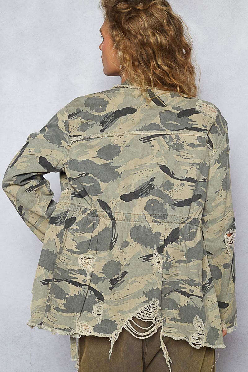 The Jodi Camo Cinched-Waist Utility Jacket