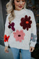 White Floral Fall Stitched Sweater