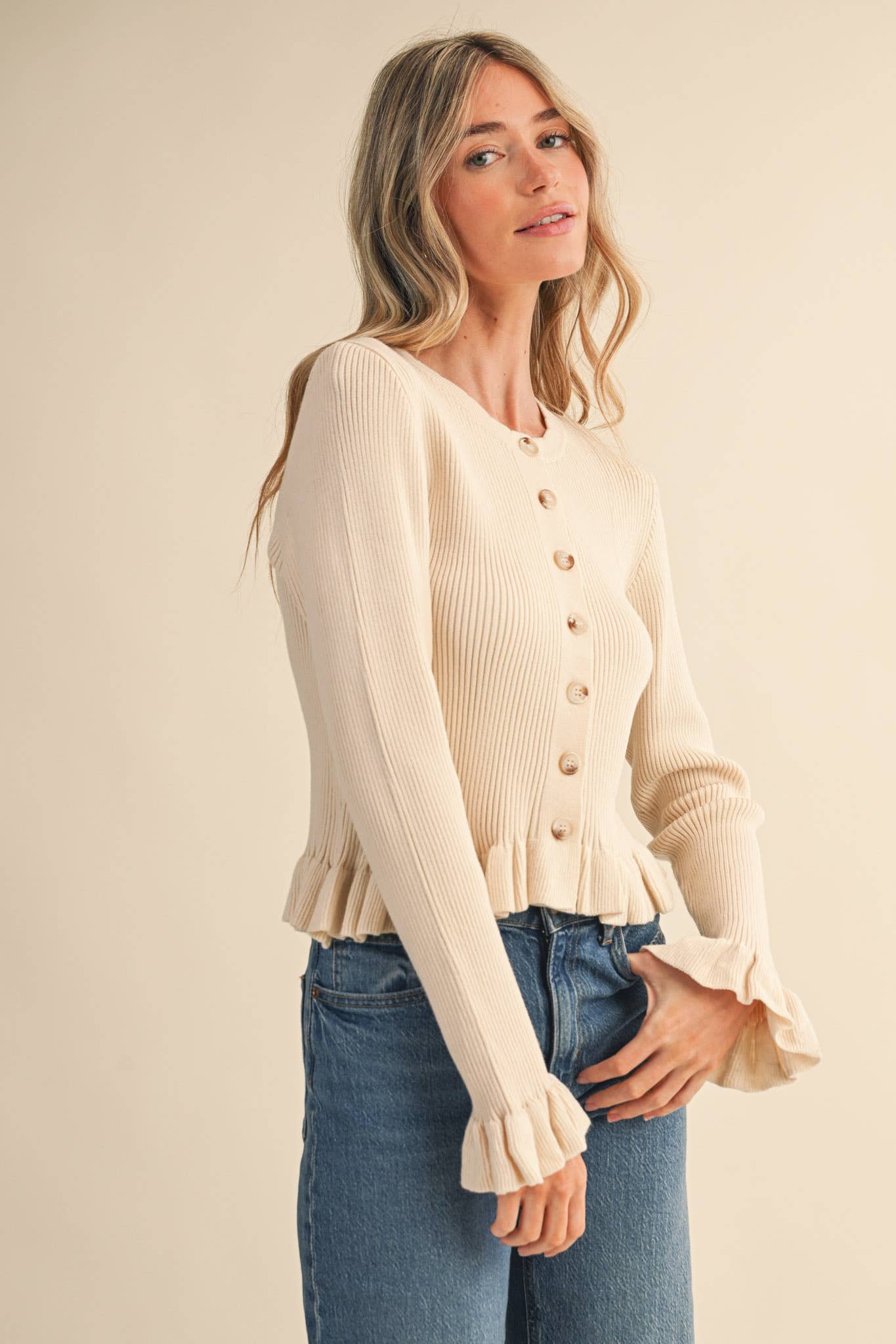 Ruffle Hem Cardigan - 5 Colors Available
