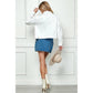 White Denim Jacket with Asymmetric Seam