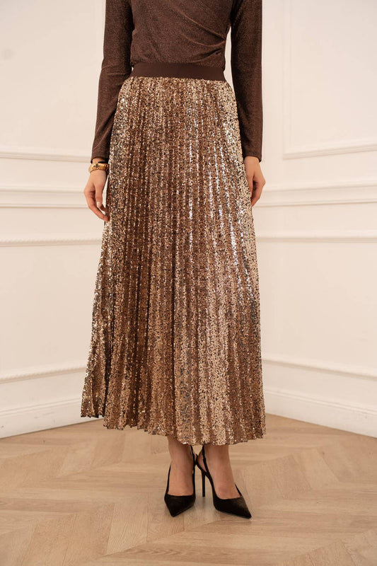Sequin pleated skirt